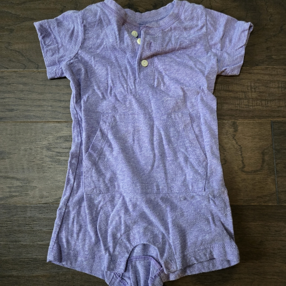Primary Iris Purple Baby heathered henley shortie 12-18m